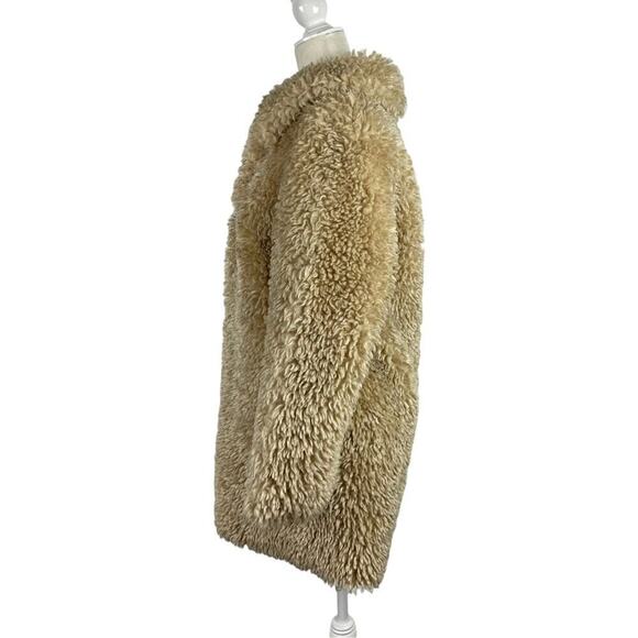 Zara Faux Fur Long Teddy Sherpa Jacket Coat Natural Beige Size Small 8490/241 - Picture 12 of 16
